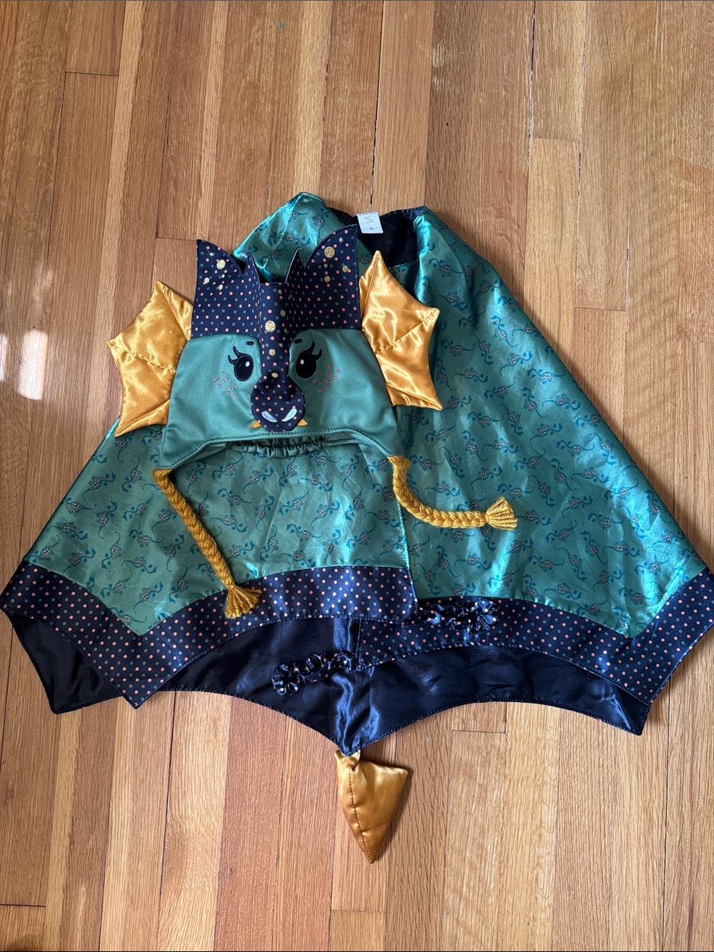 Matilda Jane Teal and Gold Dragon Hooded Costume Cape